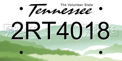 2RT4018 Tennessee License Plate