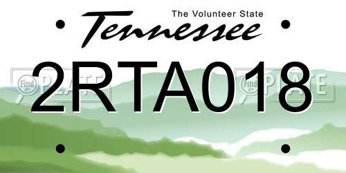 2RTA018 Tennessee License Plate