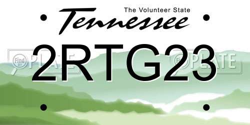 2RTG23 Tennessee License Plate