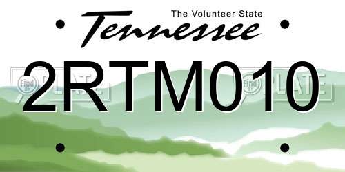 2RTM010 Tennessee License Plate