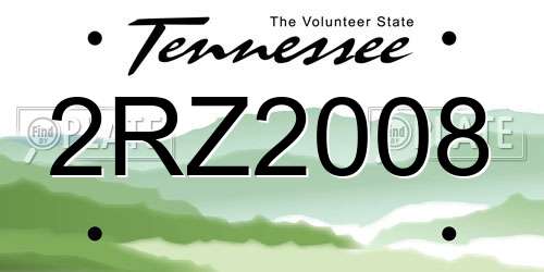 2RZ2008 Tennessee License Plate