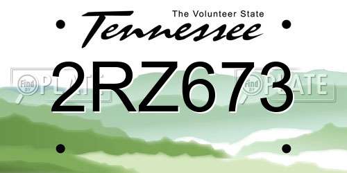 2RZ673 Tennessee License Plate