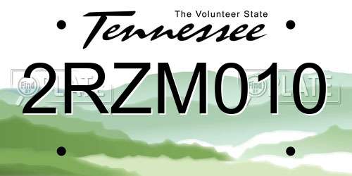 2RZM010 Tennessee License Plate