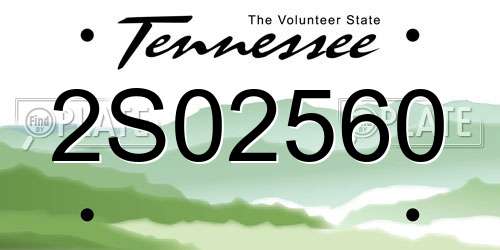 2S02560 Tennessee License Plate
