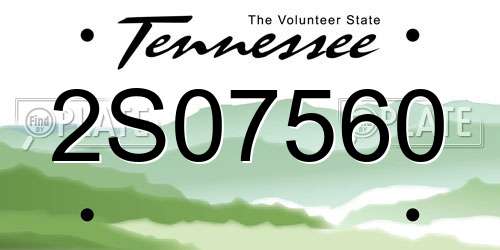 2S07560 Tennessee License Plate