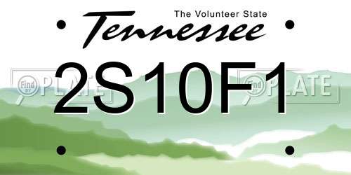 2S10F1 Tennessee License Plate
