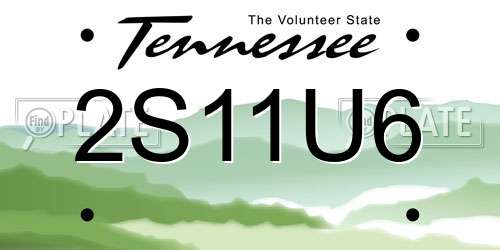2S11U6 Tennessee License Plate