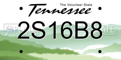 2S16B8 Tennessee License Plate