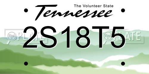 2S18T5 Tennessee License Plate