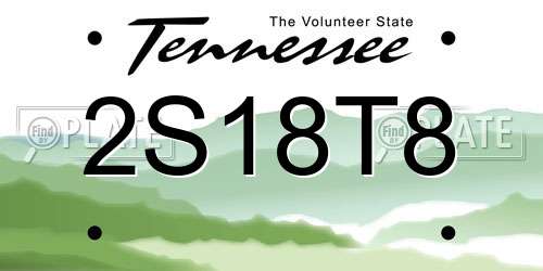 2S18T8 Tennessee License Plate