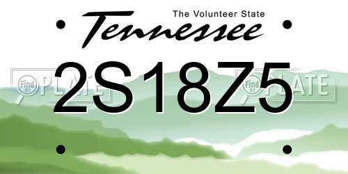 2S18Z5 Tennessee License Plate