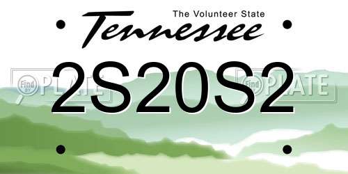 2S20S2 Tennessee License Plate