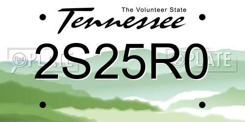 2S25R0 Tennessee License Plate