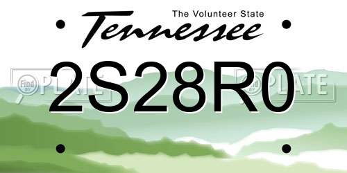 2S28R0 Tennessee License Plate