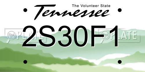 2S30F1 Tennessee License Plate