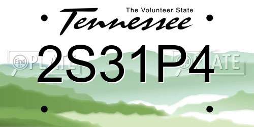 2S31P4 Tennessee License Plate