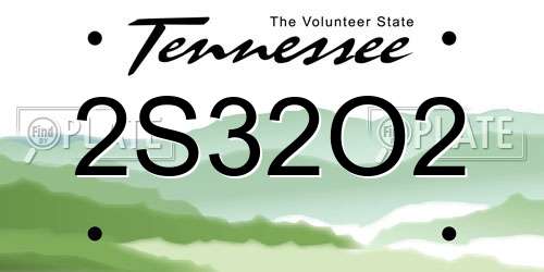 2S32O2 Tennessee License Plate
