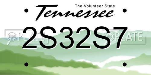 2S32S7 Tennessee License Plate