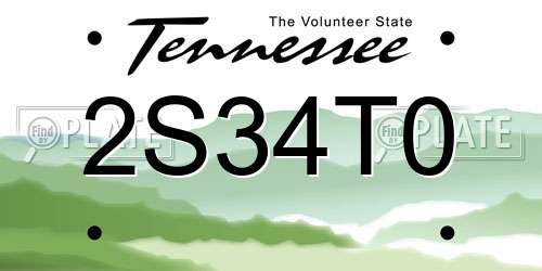 2S34T0 Tennessee License Plate