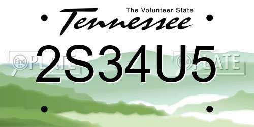 2S34U5 Tennessee License Plate