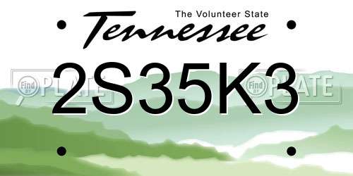 2S35K3 Tennessee License Plate