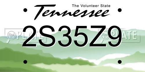2S35Z9 Tennessee License Plate