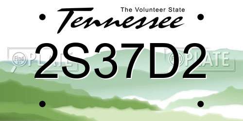2S37D2 Tennessee License Plate
