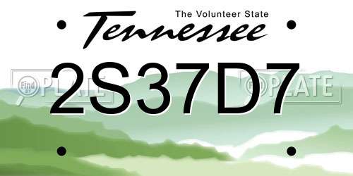 2S37D7 Tennessee License Plate