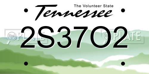 2S37O2 Tennessee License Plate