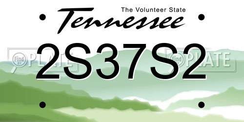 2S37S2 Tennessee License Plate