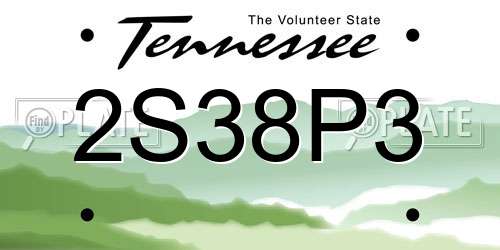 2S38P3 Tennessee License Plate