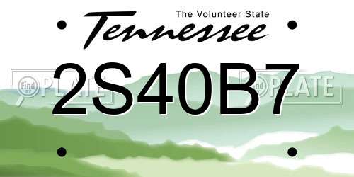 2S40B7 Tennessee License Plate