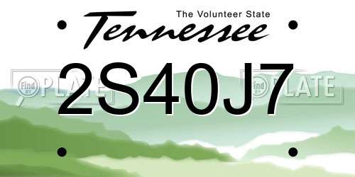 2S40J7 Tennessee License Plate