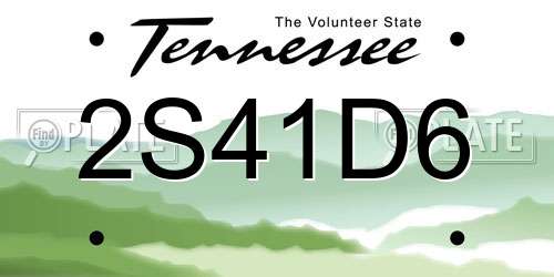 2S41D6 Tennessee License Plate