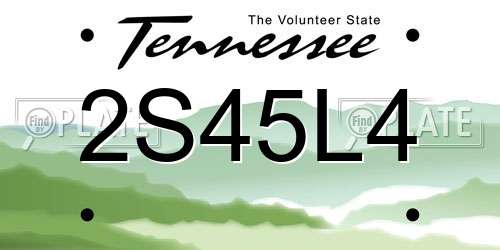 2S45L4 Tennessee License Plate