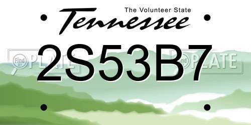 2S53B7 Tennessee License Plate