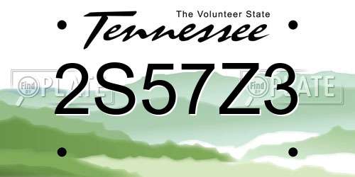 2S57Z3 Tennessee License Plate