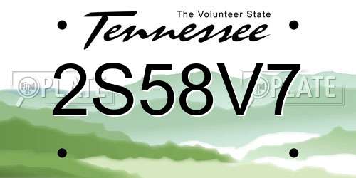 2S58V7 Tennessee License Plate