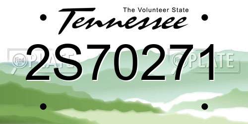 2S70271 Tennessee License Plate