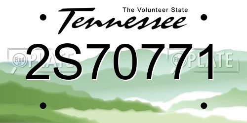 2S70771 Tennessee License Plate