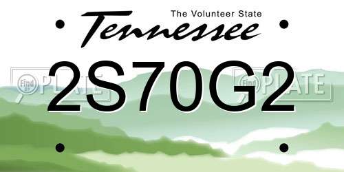 2S70G2 Tennessee License Plate