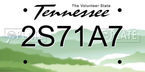 2S71A7 Tennessee License Plate