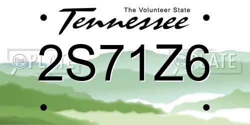 2S71Z6 Tennessee License Plate