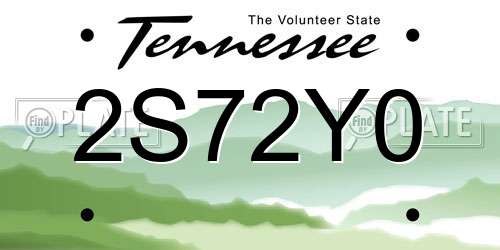 2S72Y0 Tennessee License Plate