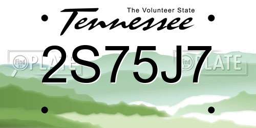 2S75J7 Tennessee License Plate