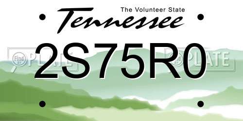 2S75R0 Tennessee License Plate