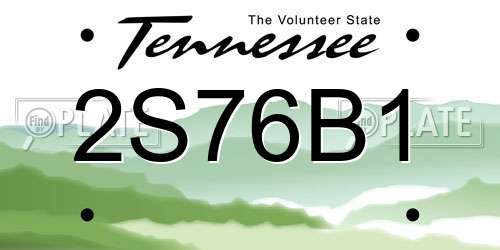 2S76B1 Tennessee License Plate
