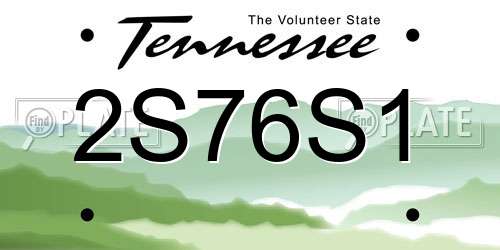 2S76S1 Tennessee License Plate
