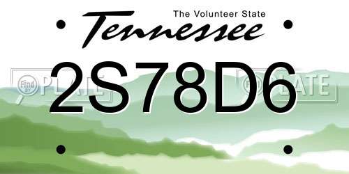 2S78D6 Tennessee License Plate