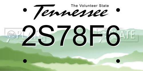 2S78F6 Tennessee License Plate